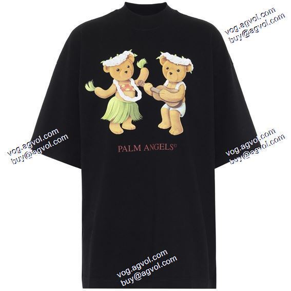 首胸ロゴ 2020秋冬 ハワイフラスコギター小熊半袖Tシャツ パーム エンジェルス Palm Angels スーパーコピー 2色可選